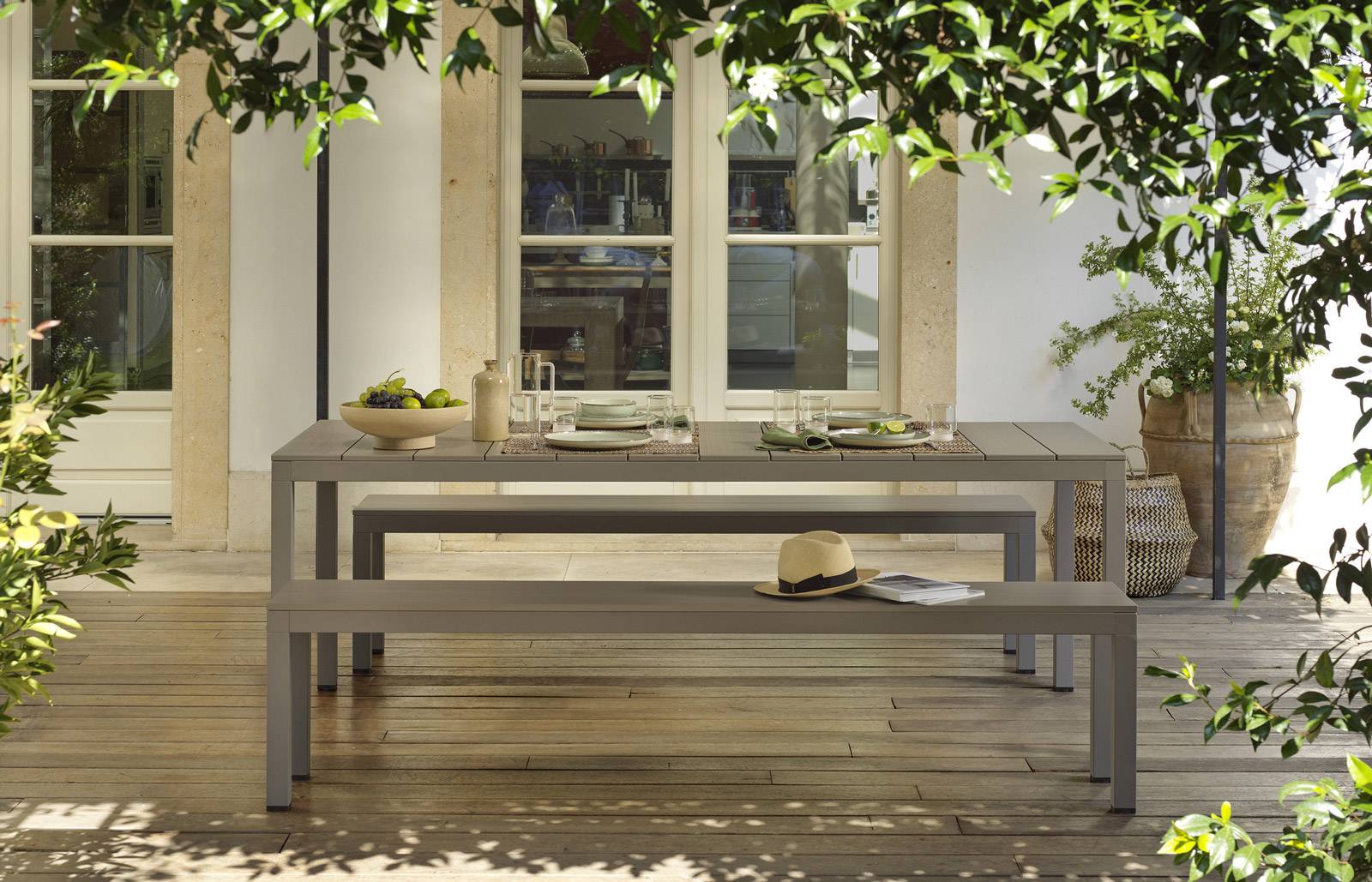 RIO Bench ALU Outdoor Dining Table Set by Nardi Italy - Image 2