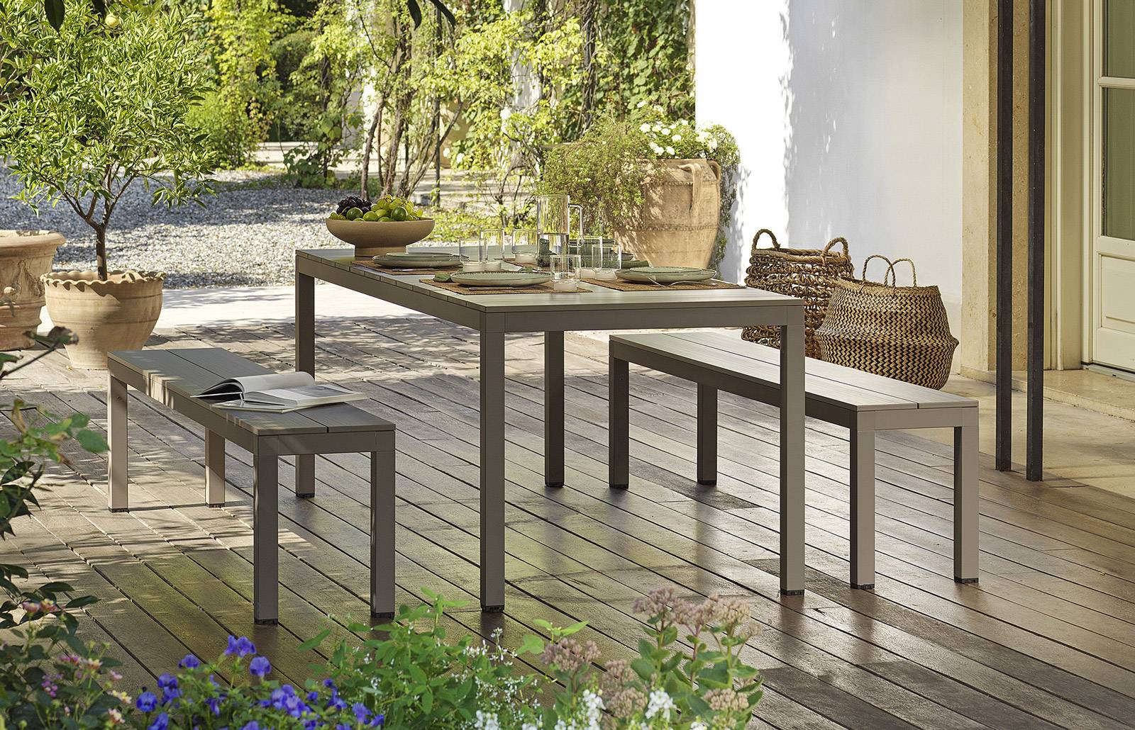 RIO Bench ALU Outdoor Dining Table Set by Nardi Italy - Image 6